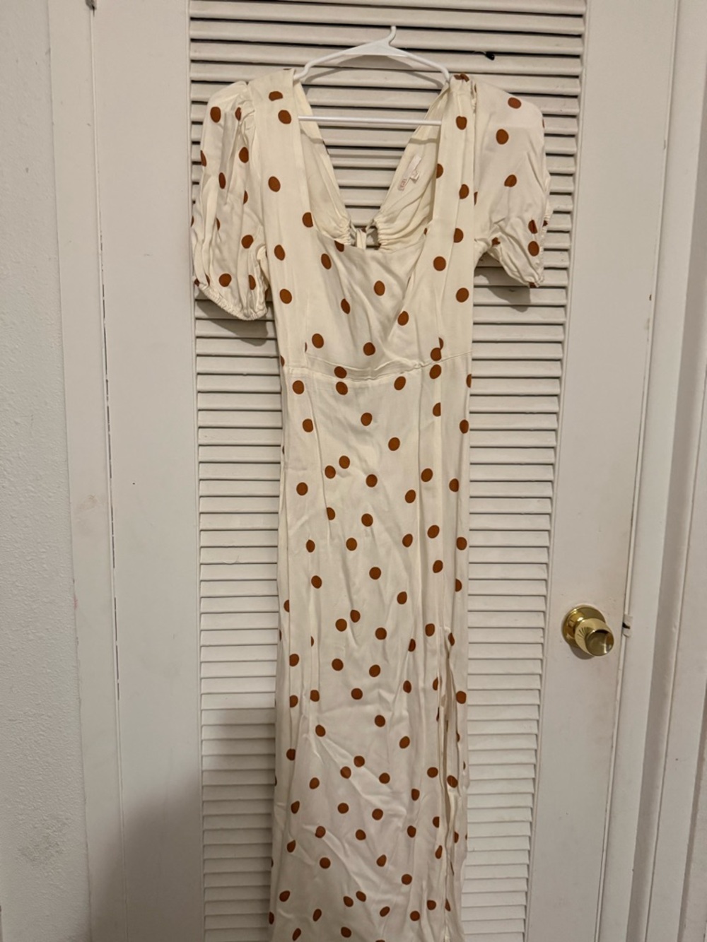GB girls Cream Maxi Dress with Brown Polka Dots
